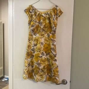 Yellow Impressionist Flower Dress With Artistic Scribbles